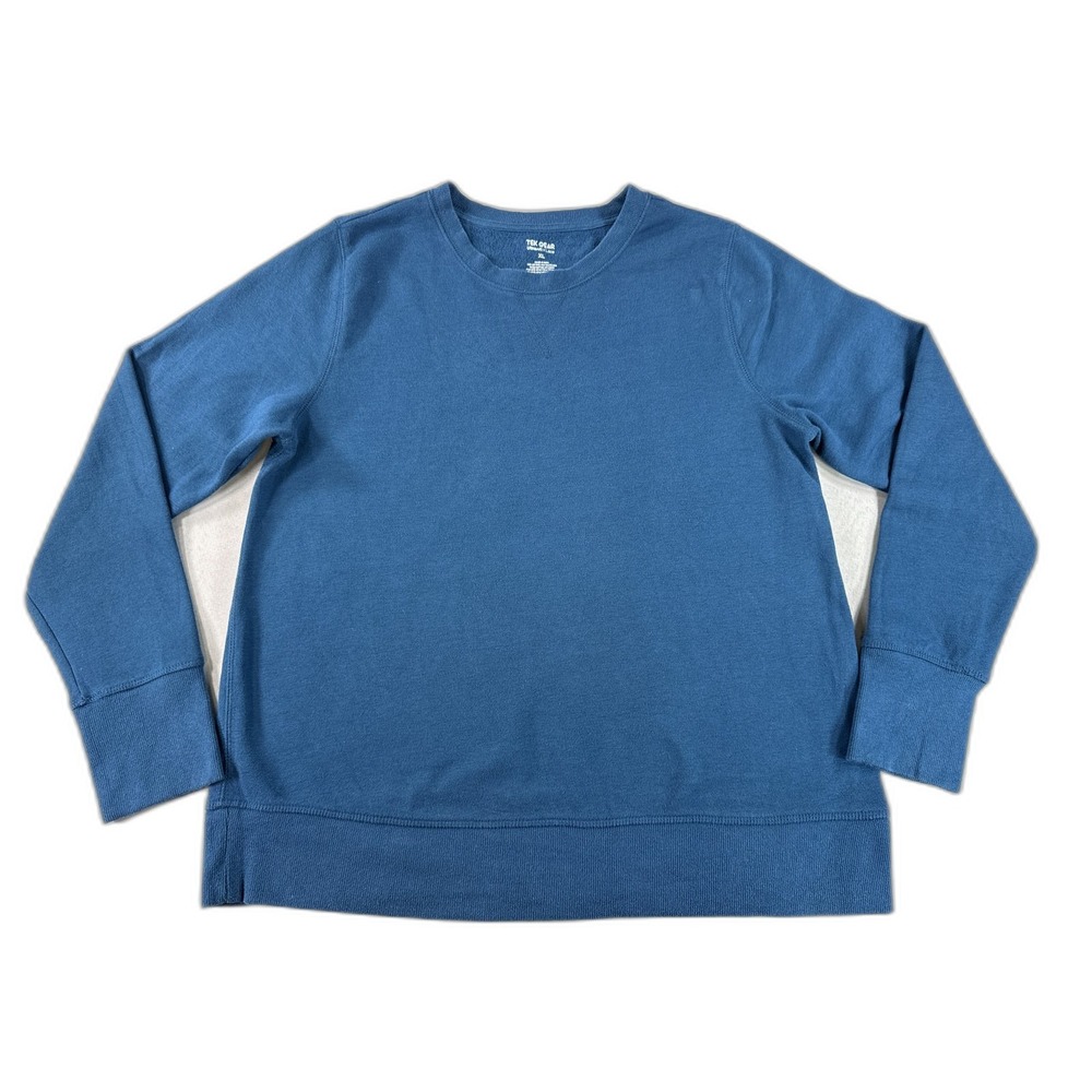 Tek Gear Pullover Sweatshirt XL Blue Cotton Polyester Crewneck Long Sleeve